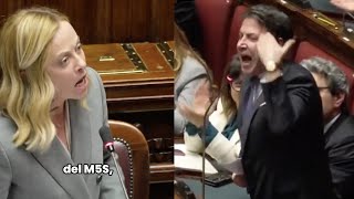 LO SCONTRO TRA GIORGIA MELONI E GIUSEPPE CONTE SULLA RATIFICA DEL MES [upl. by Anasiul494]