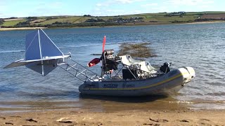 Homemade Ekranoplan testing phase 2 flying boat wing in ground effect [upl. by Venterea281]