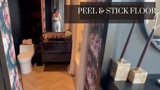 DIY BATHROOM FLOOR USING PEEL amp STICK [upl. by Ynaffital]