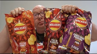 Walkers Festival Crisps Turkey Pigs In Blankets and Christmas Pudding Flavours [upl. by Mildrid]