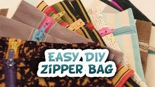 5 Minute Zipper Bag EASY DIY  Whitney Sews  How to [upl. by Drake]