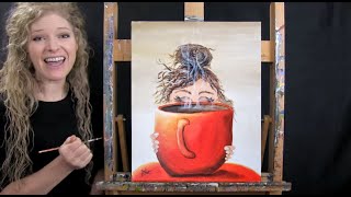 Learn to Paint MORNING HAIR MORNING MUG with Acrylic  Paint and Sip at Home  Step by Step Tutorial [upl. by Fugazy]