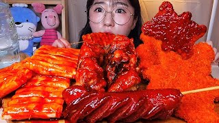 추억의 떡꼬치 피카츄 돈까스🍢 김말이 순대 소세지 분식 꼬치 디저트 먹방 Dessert Mukbang [upl. by Scheer]