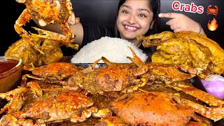 SPICY MASALA CRABS CURRY WITH 2 SPICY WHOLE CHICKEN CURRY AND BASMATI RICE  INDIAN FOOD MUKBANG [upl. by Nhguahs]