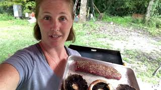 Cooking a venison backstrap loin on my blackstone griddle [upl. by Aidyl]