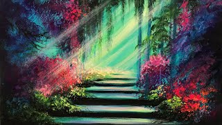 ACRYLIC PAINTING TUTORIAL  HOW TO PAINT A SECRET GARDEN STEP BY STEP [upl. by Sidwel530]