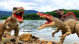 SPINOSAURUS VS TRex🦖 Battle of Giant Dinosaurs  Jurassic World  DINO ACTION [upl. by Alexio]