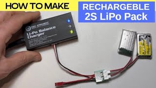 How to Make a Rechargeable 2S LiPo battery pack by connecting two cells in Series [upl. by Adnawuj]