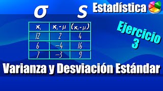 Varianza y Desviación Estándar  Ejercicio 3 con más datos [upl. by Nicodemus]