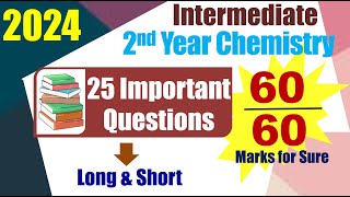 Inter 2024 Inter Chemistry 2nd Year important questions [upl. by Nnylsia275]