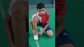 Shoes lace problem in badminton 🏸viral badminton subscribe [upl. by Ardnasirhc188]