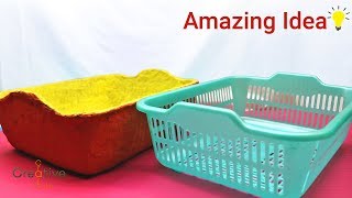 How to make Paper mache basket  mache paper crafts [upl. by Giana2]