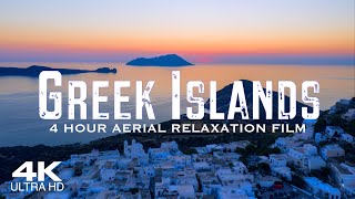 4K GREEK ISLANDS 🇬🇷 4 Hour Aerial Drone Film 🎵 Study amp Work Ambient Piano Relaxation GREECE [upl. by Nairbal]