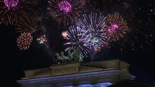 Berlin New Year 2018 fireworks over Brandenburg Gate [upl. by Iak]