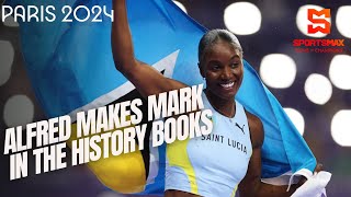 Paris 2024  St Lucias Julien Alfred makes history winning gold in Womens 100m final  SportsMax [upl. by Nirrad]