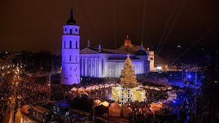 Christmas Spirit in Vilnius  Lithuania 2023  Vilniaus Kalėdų Eglė [upl. by Manthei]