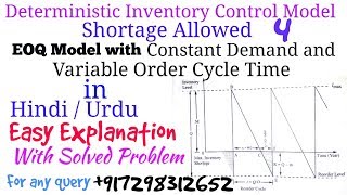 EOQ Model 2a With shortage Constant Demand Variable Order Cycle Time in HindiUrduInventory Model [upl. by Flss147]