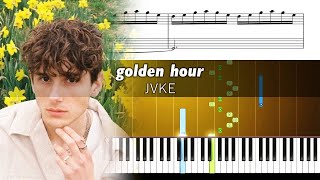 JVKE  Golden Hour  Simplified Piano Tutorial with Sheet Music [upl. by Nilauqcaj]