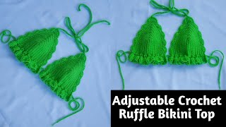 Crochet Bikini Top with Ruffles  Crochet Bralette Tutorial for Beginners [upl. by Winson]