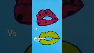 🐞Vs 🐝 ladybug Vs Queenbee lips 👄 drawing [upl. by Brogle]