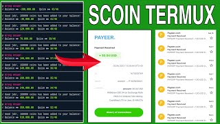 Earn Unlimited Scoin Via Termux  Scoinclick WithdrawReviewPayment Proof  Make Money Online 2023 [upl. by Retsim]