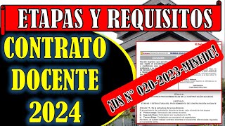 ETAPAS Y REQUISITOS PARA EL CONTRATO DOCENTE 2024  DS N° 0202023MINEDU [upl. by Noeht]