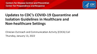 Updated CDC COVID19 Quarantine and Isolation Guidelines in Healthcare and Nonhealthcare Settings [upl. by Deni2]