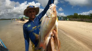 MUITO PEIXE NA LINHA  PESCARIA DE JANGADA A 10 KM DA COSTA [upl. by Ariay]