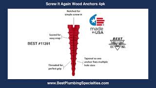 Screw It Again Wood Anchors 4pk  BEST 11391 BEST 11394 [upl. by Biggs295]