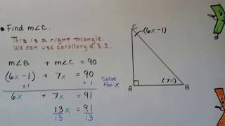 Geometry 43b Two Corollaries from the Triangle Sum Theorem [upl. by Cyb785]