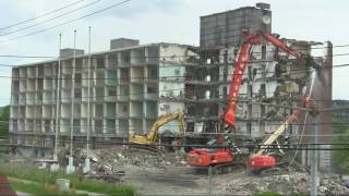 June 8th 2017 Demolition of the old Sheraton Hotel in Binghamton New York [upl. by Ahtamat514]