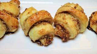 Rugelach Crescent Cookies I Biscuits Rugelach Iبسكويت هلال محشي بالجوز و السكر [upl. by Ajssatan]