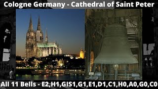 Cologne Cathedral Kölner Dom  Plenum of 11 Bells The Sound of Each Bell amp All Bells Ringing 🔔 [upl. by Anivas]