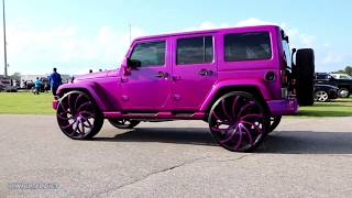 WhipAddict Kandy Magenta Jeep Wrangler on 28quot AZA504 Azara Wheels [upl. by Laverna]