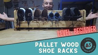 Easy minimaltool Shoe Rack built from Pallet wood  COMPLETELY FREE [upl. by Evars]