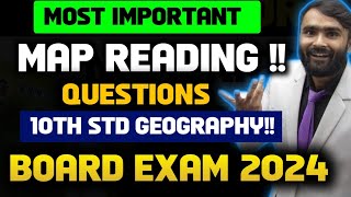 MOST IMPORTANT MAP READING QUESTIONS10TH STD GEOGRAPHYBOARD EXAM 2024PRADEEP GIRI SIR [upl. by Subak]