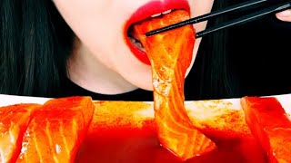 ASMR Salmon Sashimi With Spicy Fire Sauce Eating Mukbang ZOEYASMR [upl. by Lizzie]