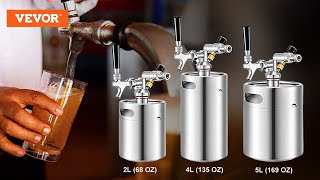 VEVOR Beer Mini Keg 68 Oz Mini Keg Growler wTap Faucet Pressurized Growler 304 Stainless Steel [upl. by Nedyaj662]