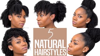 5 NATURAL HAIRSTYLES For Medium To Long Natural Hair Type 4 Hair [upl. by Duwad503]