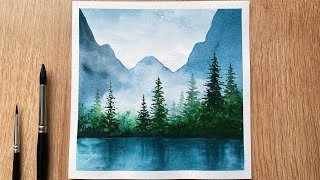 Watercolor Painting Tutorial  Misty Scenery  Easy Watercolor Painting For Beginners [upl. by Hornstein]