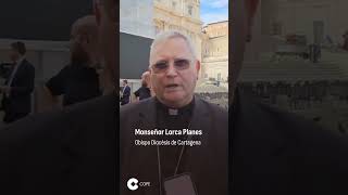 Monseñor José Manuel Lorca Planes tras ser santificado el beato Fray Pedro Soler en Roma [upl. by Senhauser]