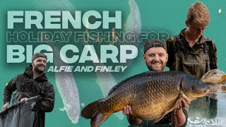 French Holiday Fishing for Big Carp  Alfie and Finley at Abbey Lakes [upl. by Retnuh]