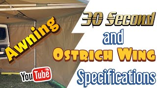 Specifications of the 270 freestanding awnings Comparing the Ostrich Wing up against the 30 Second [upl. by Chapin]