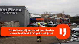 Grote brand tijdens werkzaamhedenautoschadebedrijf Capelle ad IJssel [upl. by Zenitram]