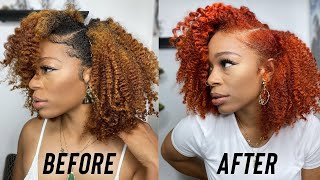 Coloring MY NATURAL HAIR GINGER AGAIN  with no bleach frfr  curls still healthy [upl. by Esiom501]