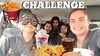 GUESSING THE FAST FOOD ITEM BLINDFOLD CHALLENGE PART1 [upl. by Ecirahs401]