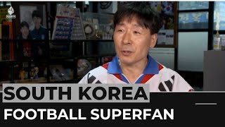 South Korean superfan rarely misses an overseas football match [upl. by Clevie447]