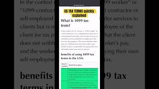 US TAX TERMS quickly explained corptocorp w2 1099 tax usa usstaffing jobs ajobscience [upl. by Beberg]