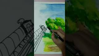 Mesmerizing Watercolor and Drawing of a Train on Mountain Roads watercoloring watercolourpaint [upl. by Atrice]