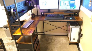 L Shaped Gaming Desk FULL assembly and review  YOOBURE Gaming Desk  HOW to assemble a gaming desk [upl. by Kenward650]